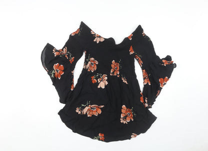 Womens UK Size 10 River Island Black Tunic Blouse