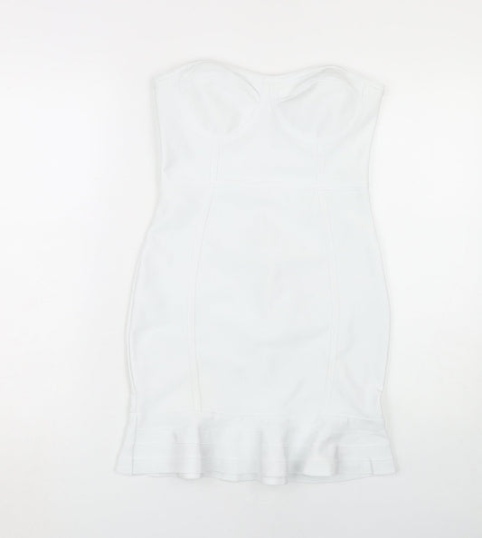PrettyLittleThing Women's White Bodycon Dress Size 10