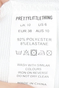 PrettyLittleThing Women's White Bodycon Dress Size 10