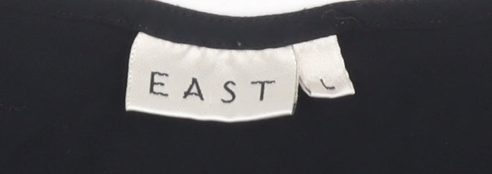 EAST Women's Black Short Sleeve V-Neck Dress L