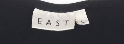 EAST Women's Black Short Sleeve V-Neck Dress L