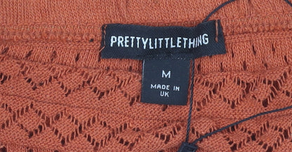 PrettyLittleThing Women's Orange Crochet Midi Skirt M