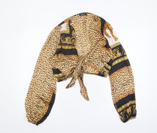 Boohoo Women's Multicoloured Cropped Blouse, Size 10