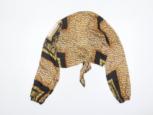 Boohoo Women's Multicoloured Cropped Blouse, Size 10