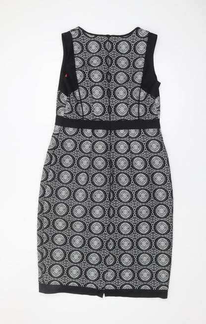 Next Women's Black Geometric Sheath Dress Size 14 Tall