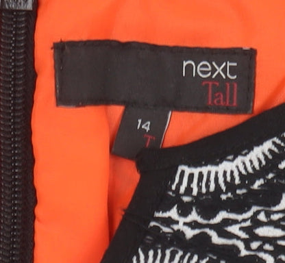 Next Women's Black Geometric Sheath Dress Size 14 Tall