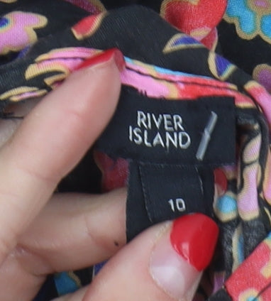Womens UK Size 10 River Island Multicoloured Basic Blouse