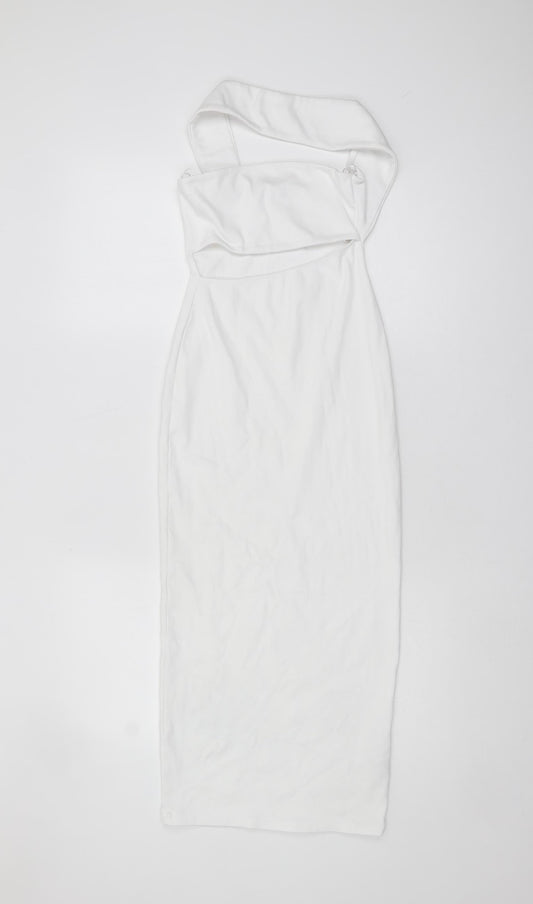 Zara Women’s White S Bodycon Sleeveless Halter Dress