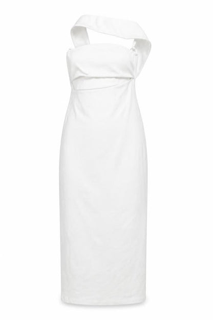 Zara Women’s White S Bodycon Sleeveless Halter Dress