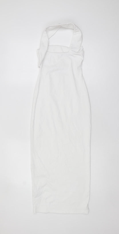 Zara Women’s White S Bodycon Sleeveless Halter Dress
