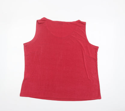 Womens UK Size 20 Heather Valley Red Basic Tank
