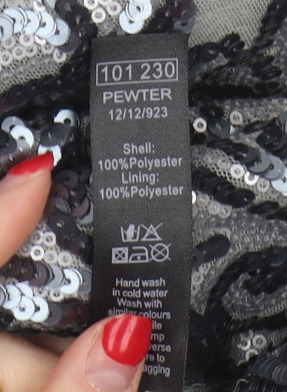 M&Co Women's Silver Size 12 Sequin Dress
