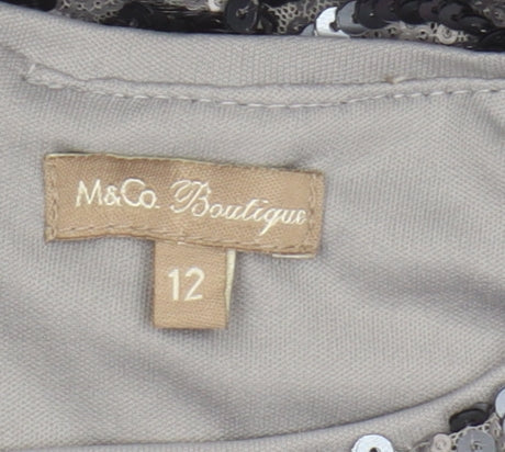 M&Co Women's Silver Size 12 Sequin Dress