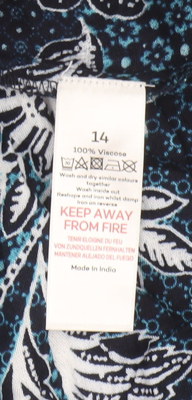 Bonmarché Women's Blue Floral Tasselled Sleeveless Dress