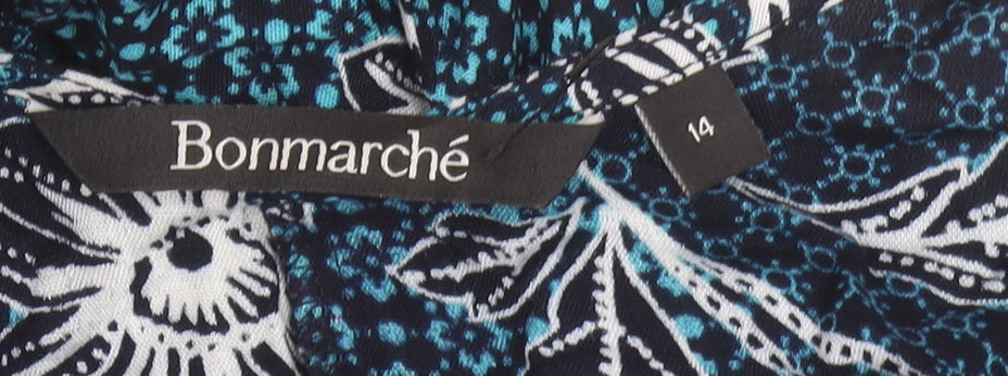 Bonmarché Women's Blue Floral Tasselled Sleeveless Dress