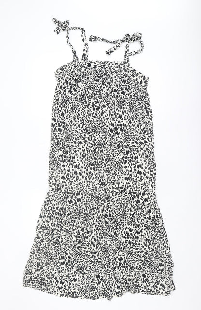 New Look Women's Black 16 Strappy Animal Print Dress