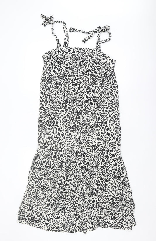 New Look Women's Black 16 Strappy Animal Print Dress