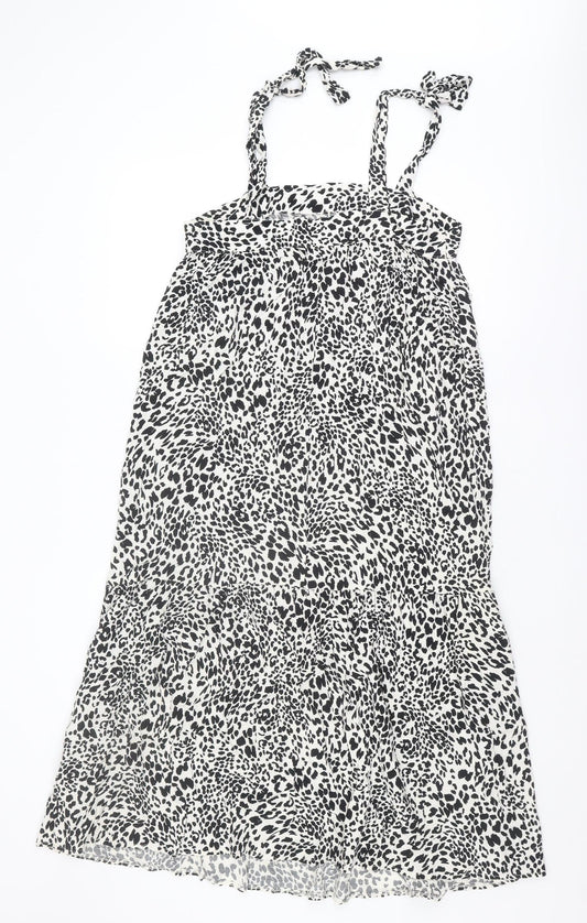 New Look Women's Black 16 Strappy Animal Print Dress
