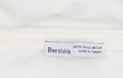 Bershka Women’s White Strapless Ruched Dress XS