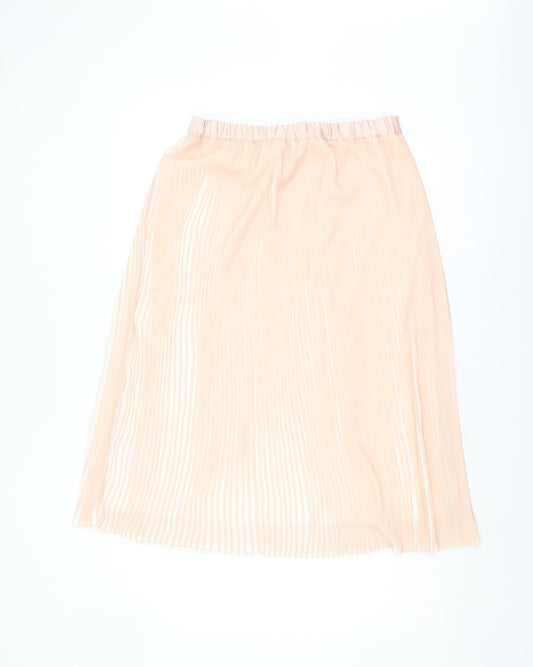 ADIVA Women's Beige Pleated Midi Skirt, Size M