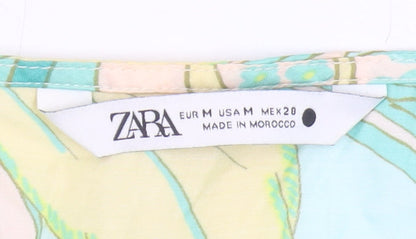 Womens UK Size M Zara Multicoloured Cropped Blouse