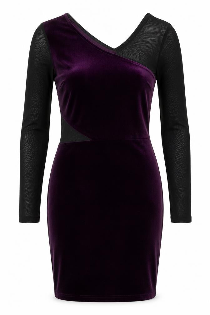 Front view of Miss Selfridge Women’s Purple Bodycon Dress, size UK 10
