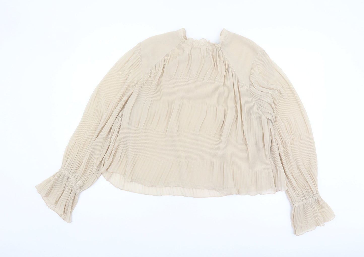 Womens UK Size L Zara Beige Basic Blouse