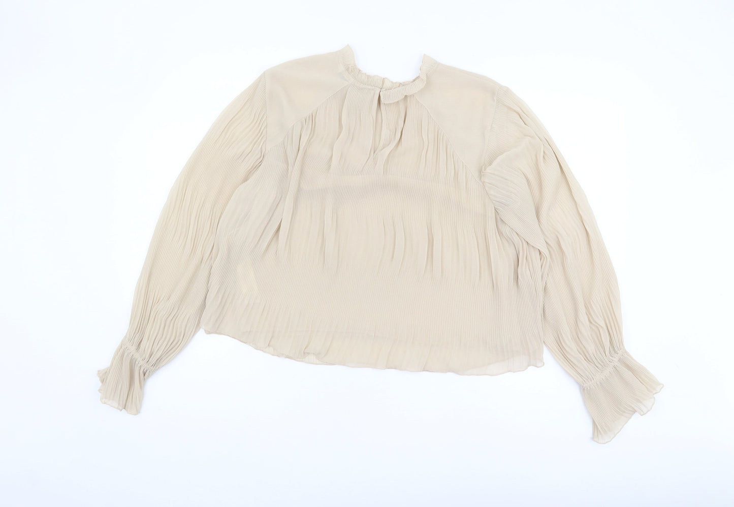 Womens UK Size L Zara Beige Basic Blouse