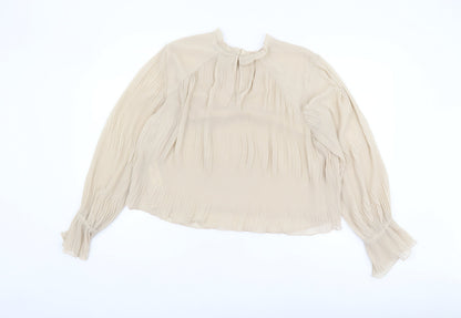 Womens UK Size L Zara Beige Basic Blouse