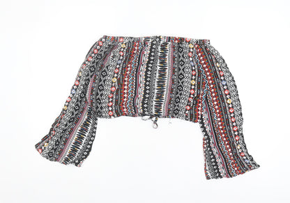 Womens UK Size XS Brave Soul Multicoloured Cropped Blouse