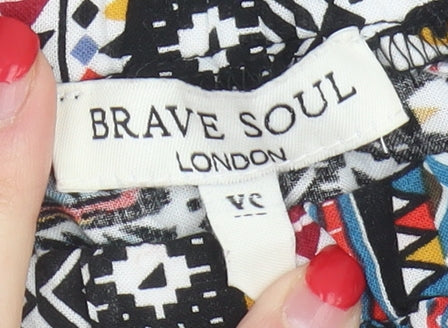 Womens UK Size XS Brave Soul Multicoloured Cropped Blouse