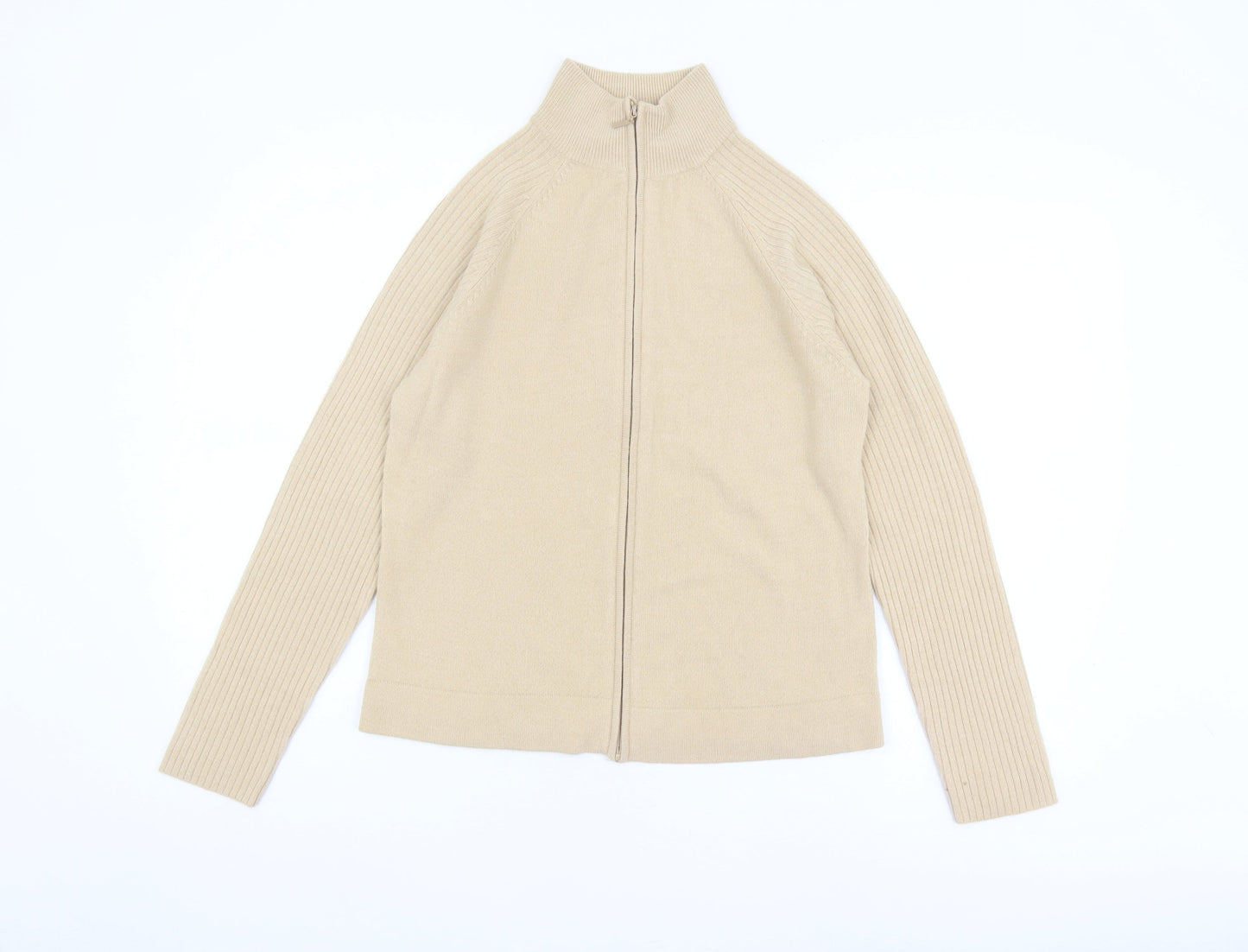 Womens UK Size 12 BHS Beige Full Zip Jumper