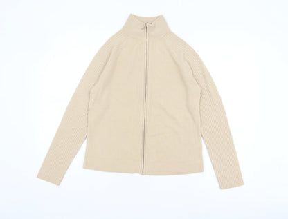 Womens UK Size 12 BHS Beige Full Zip Jumper