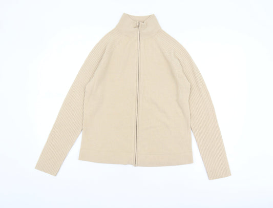 Womens UK Size 12 BHS Beige Full Zip Jumper