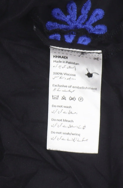 Khaadi Women's Black Embroidered Button-Up Shirt M