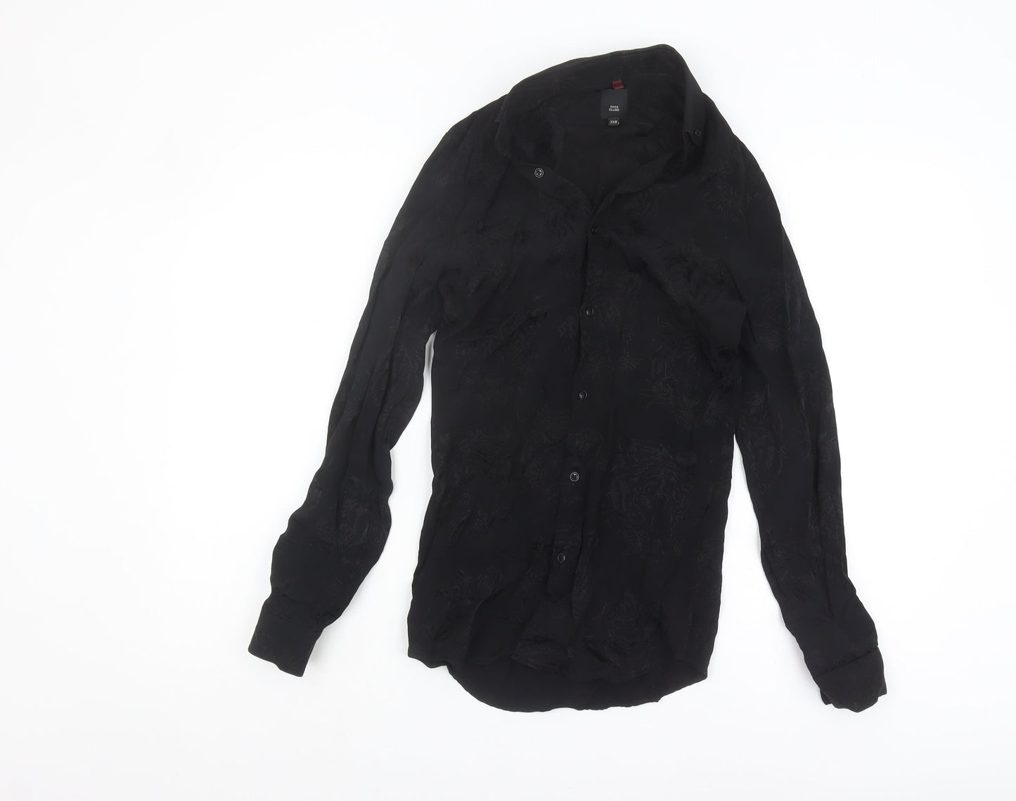 Womens UK Size 2XS River Island Black Basic Button-Up