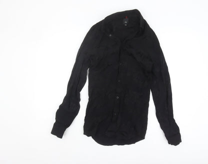 Womens UK Size 2XS River Island Black Basic Button-Up