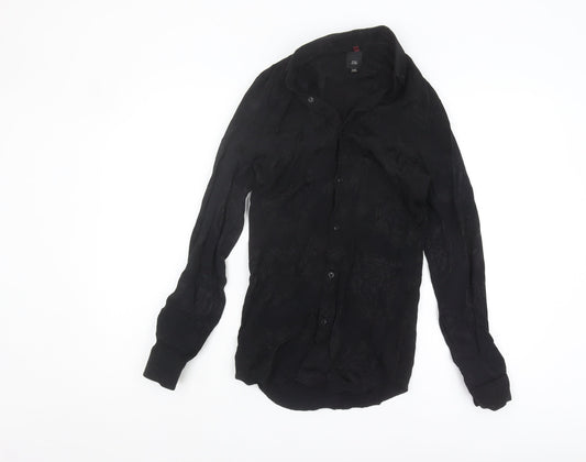 Womens UK Size 2XS River Island Black Basic Button-Up