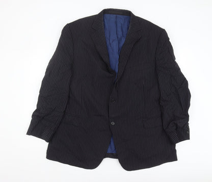 Marks and Spencer Men's Blue Striped Blazer - Size 48 M
