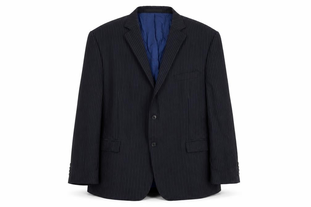 Marks and Spencer Men's Blue Striped Blazer - Size 48 M