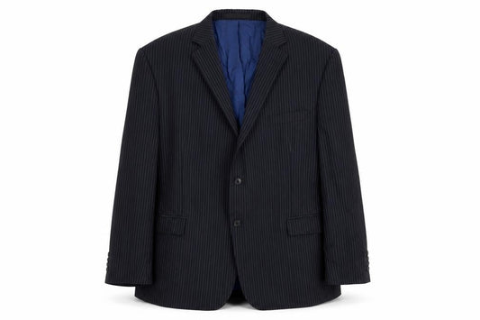 Marks and Spencer Men's Blue Striped Blazer - Size 48 M