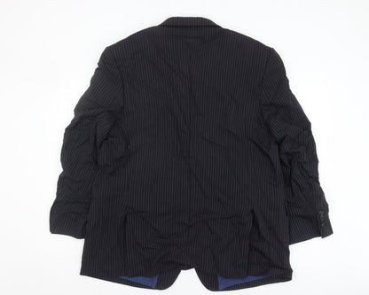 Marks and Spencer Men's Blue Striped Blazer - Size 48 M