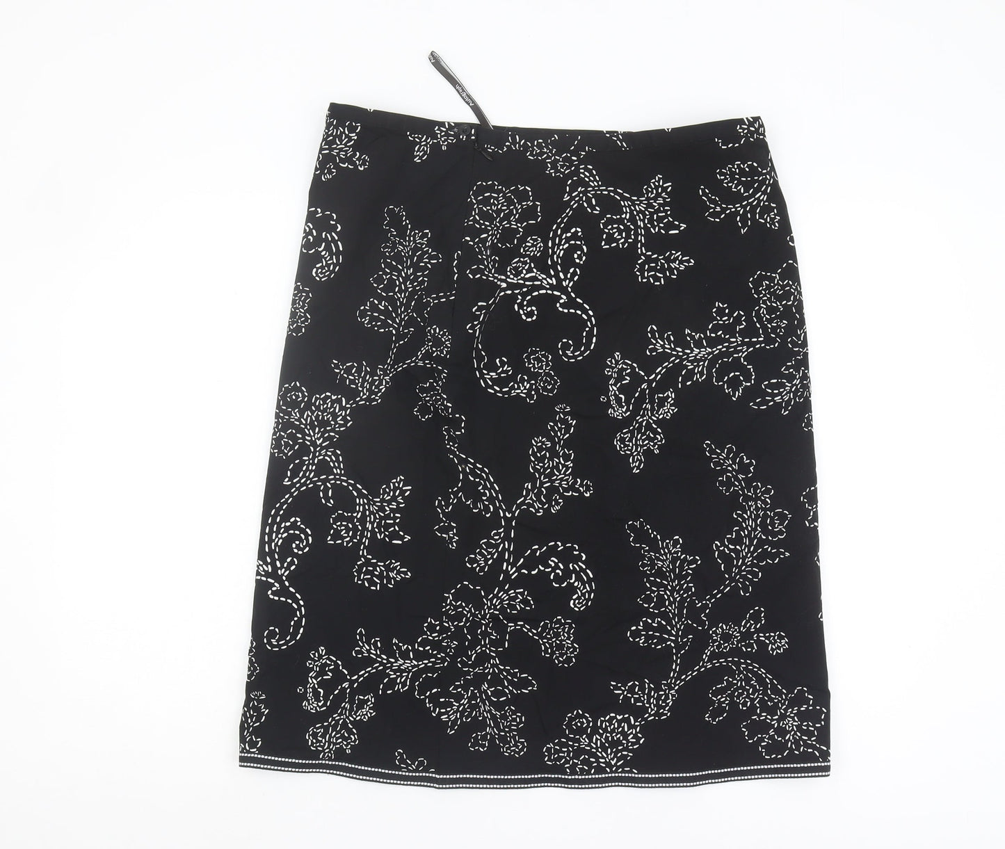 Marks and Spencer Women's Black Floral Skirt Size 16