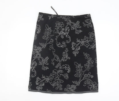 Marks and Spencer Women's Black Floral Skirt Size 16