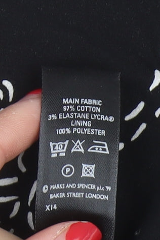 Marks and Spencer Women's Black Floral Skirt Size 16