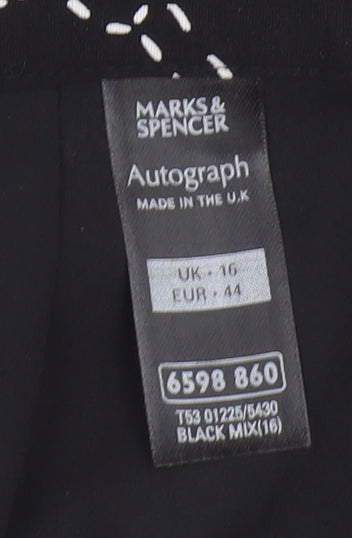 Marks and Spencer Women's Black Floral Skirt Size 16