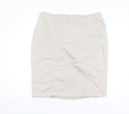 Marks and Spencer Women's Beige Cotton Pencil Skirt - UK 16