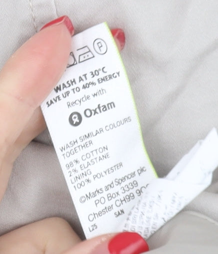 Marks and Spencer Women's Beige Cotton Pencil Skirt - UK 16