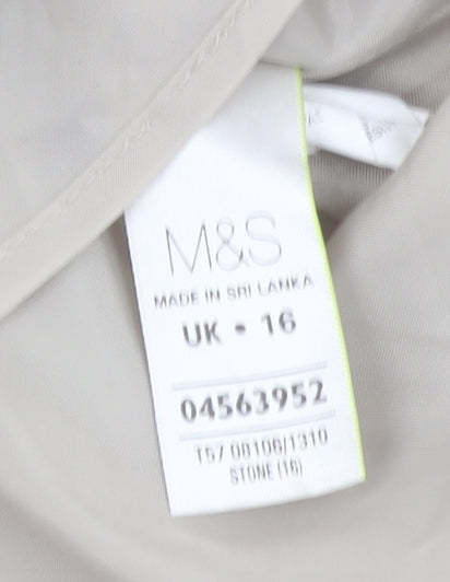 Marks and Spencer Women's Beige Cotton Pencil Skirt - UK 16