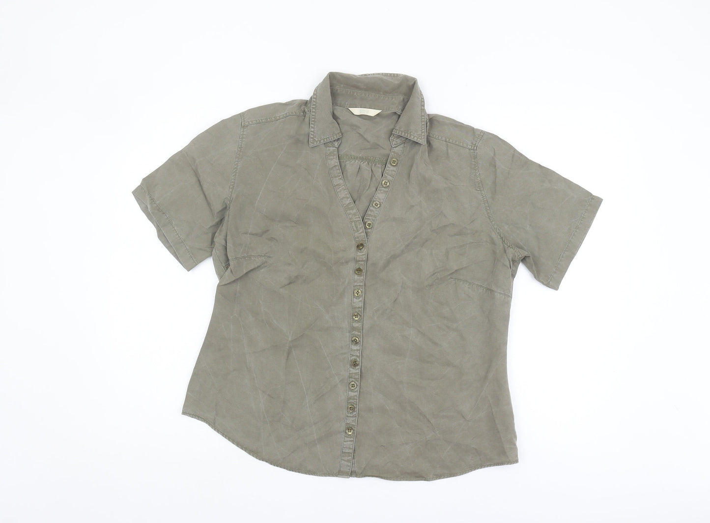 Womens UK Size 16 Marks and Spencer Green Basic Button-Up